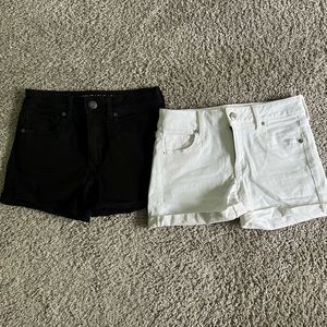 Barely worn!! Black and white American Eagle shorts, 2 pair for $10